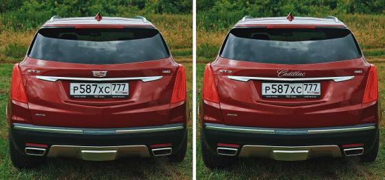 Cadillac XT5 фото сзади с логотипом на багажнике